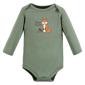 Hudson Baby Unisex Baby Cotton Long-Sleeve Bodysuits Forest Fox, 18-24 Months