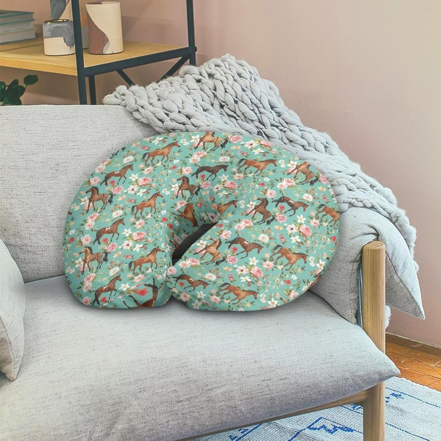 Tongluoye Flower Horse Nursing Pillow Cover For Girl Boy Breastfeeding Pillow Slipcovers Stretchable Newborn U-Shaped Breastfeed