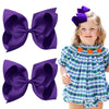 Oaoleer Hair Bows Clips, 2Pcs 6Inch Purple Layered Grosgrain Ribbon Bows Hair Alligator Clips For Baby Girls Infants Toddlers Ki