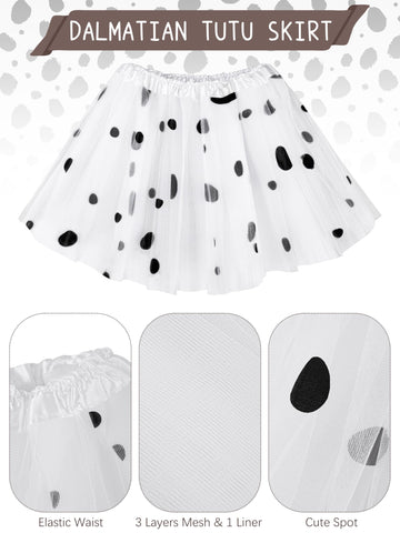 Fancyfun 100 Days Of School Dalmatians Costume Kids, Girl Cotton Costume Dalmatians Dog Outfit Set T-Shirt Tutu Leggings