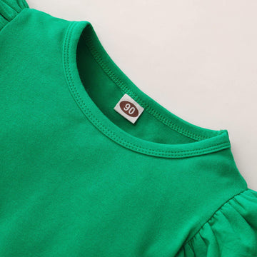 Lysmuch Toddler Baby Girls Long Sleeve Ruffle T Shirt Kids Casual Plain Solid Top Blouse T-Shirt Undershirt (Green,3-4T)