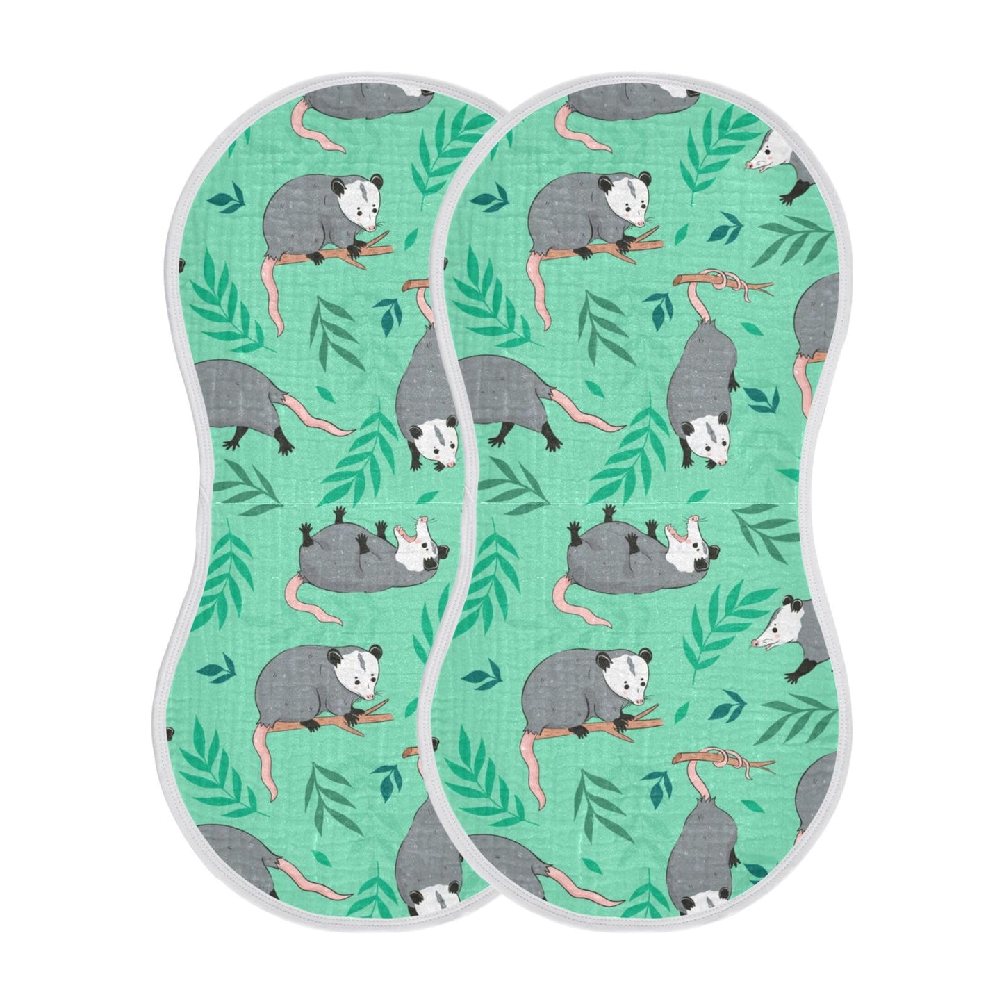 Mazeann Opossum Possum Green Burp Cloths Baby Boys Girls Absorbent Soft Cotton Burping Cloths Rags 2 Pack