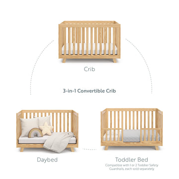 Storkcraft Beckett 3-In-1 Convertible Crib (Natural) - Converts From Baby Crib To Toddler Bed And Daybed, Fits Standard Full-Siz