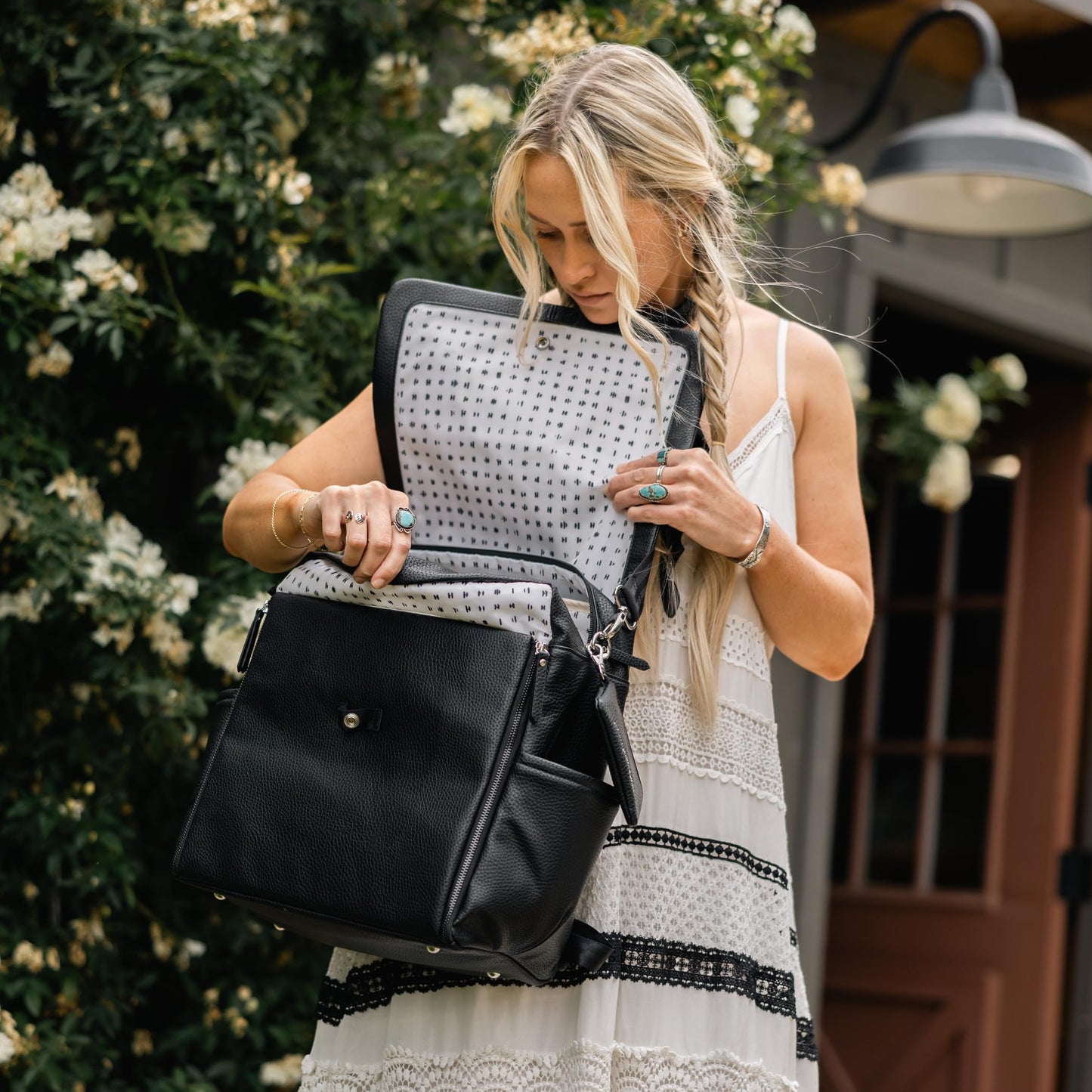 Petunia Pickle Bottom Boxy Backpack, Diaper Bag, Stylish Baby Bag, Spacious Backpack, On-The-Go Moms, Ebony