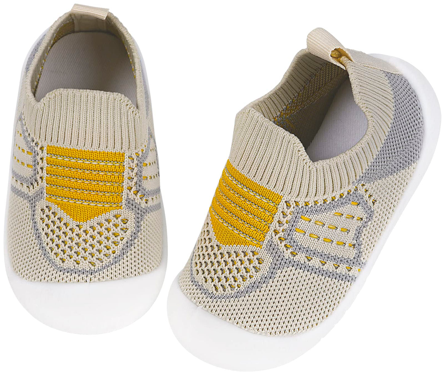 Baby Socks Boys Girls Breathable Walking Shoes Toddler Slippers Infant Shoes Toddle Sneaker With Soft Rubber Sole,Khaki-4