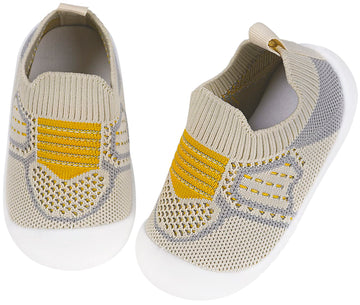 Baby Socks Boys Girls Breathable Walking Shoes Toddler Slippers Infant Shoes Toddle Sneaker With Soft Rubber Sole,Khaki-4