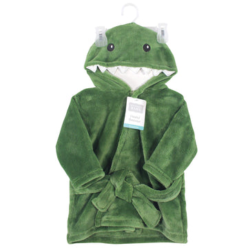 Hudson Baby Unisex Baby Plush Animal Face Bathrobe, Dinosaur, 0-9 Months