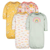 Gerber Unisex Baby Boy And Girls 4-Pack Sleeper Gown Gold 0-6 Months