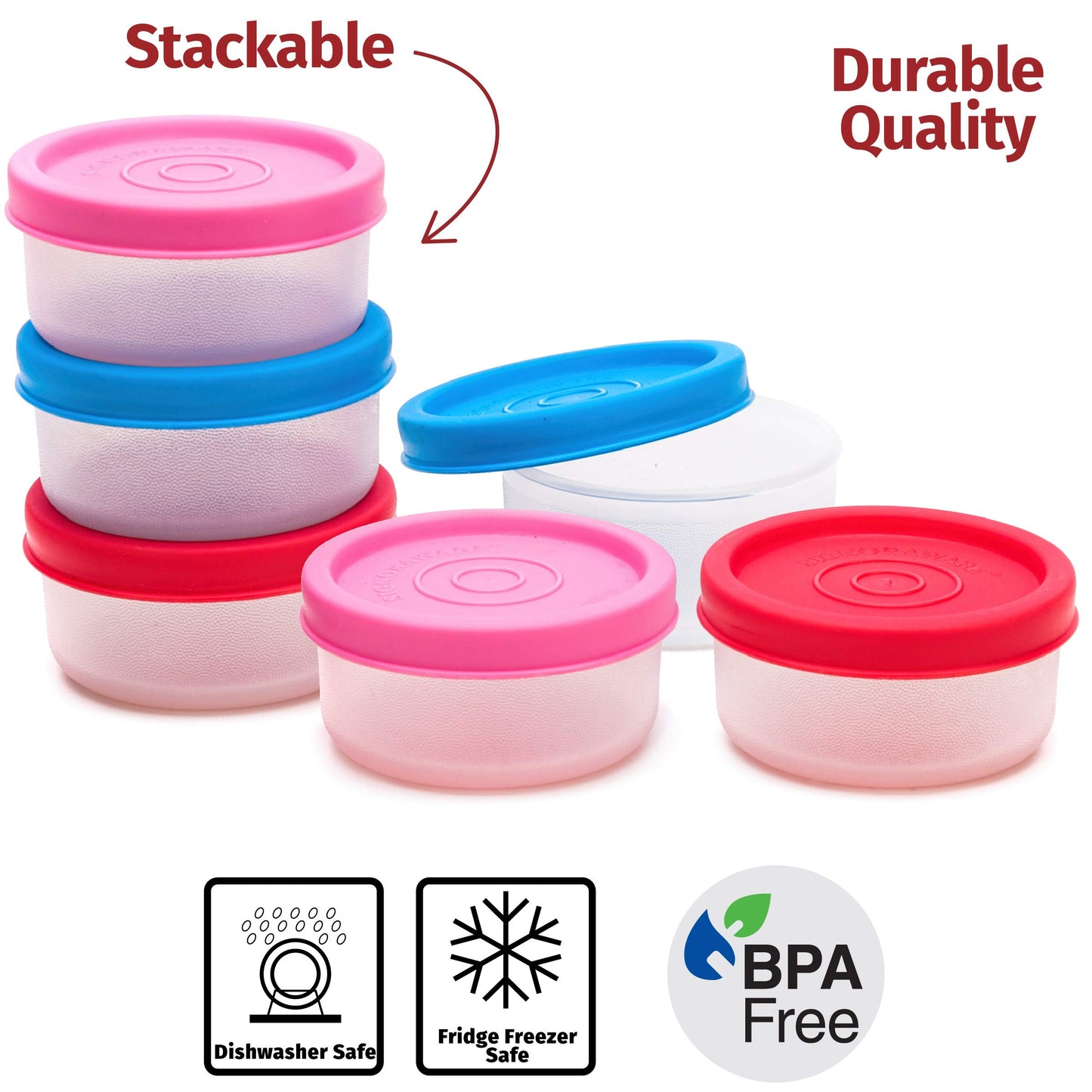 Condiment Containers With Lids- 6 Pk. 1.3 Oz.Salad Dressing To Go Small Food Storage Containers- Sauce Cups Leak Proof Reusable