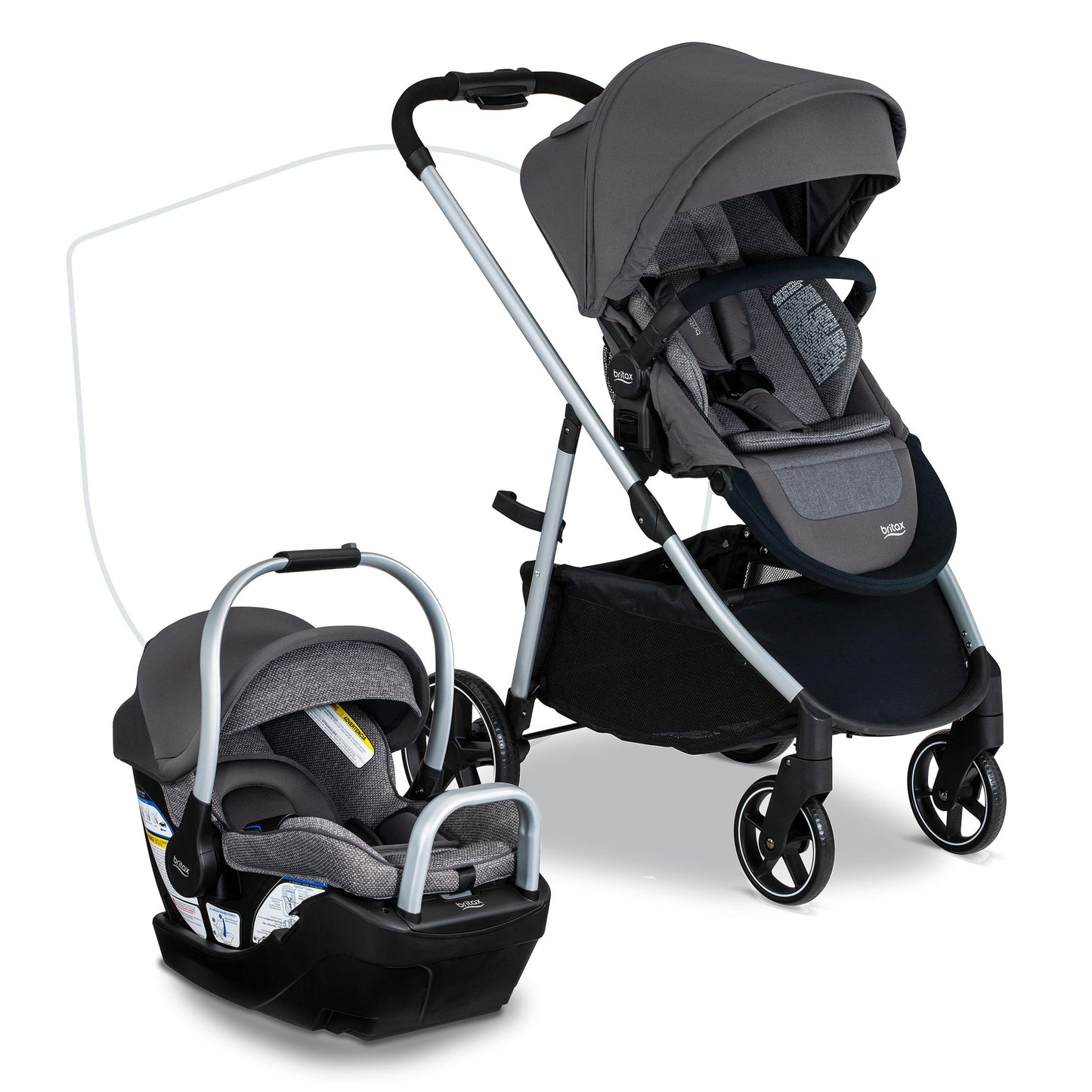 Britax Willow Grove SC Baby Travel System, Infant Car Seat and Stroller Combo with Alpine Base, ClickTight Technology, SafeWash,