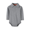Teach Leanbh Infant Baby Polo Bodysuit Cotton Long Sleeve Pure Color Shirt 3-24 Months (24 Months, Grey)