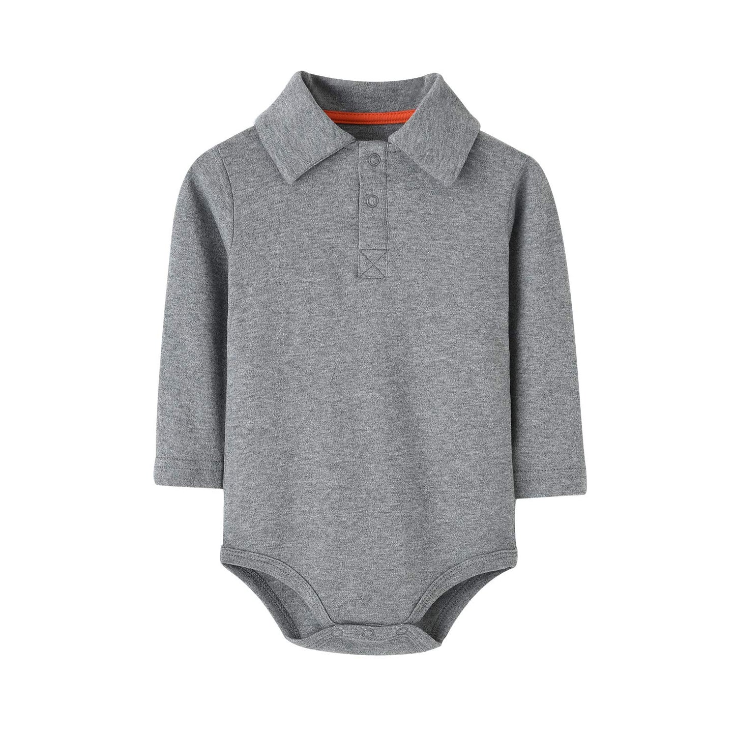 Teach Leanbh Infant Baby Polo Bodysuit Cotton Long Sleeve Pure Color Shirt 3-24 Months (24 Months, Grey)