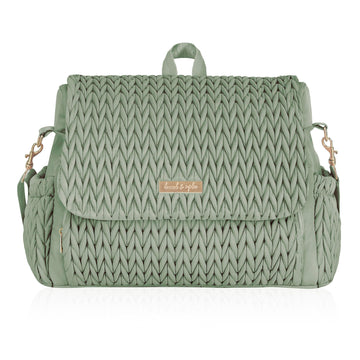 Hannah & Sophia Belle Convertible Baby Diaper Backpack & Bag In Sage Green, Large Size, Dual Sided Water Resistant Changing Mat