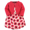 Touched By Nature Baby Girls' Organic Cotton Dress And Cardigan, Poppy, 6-9 Months