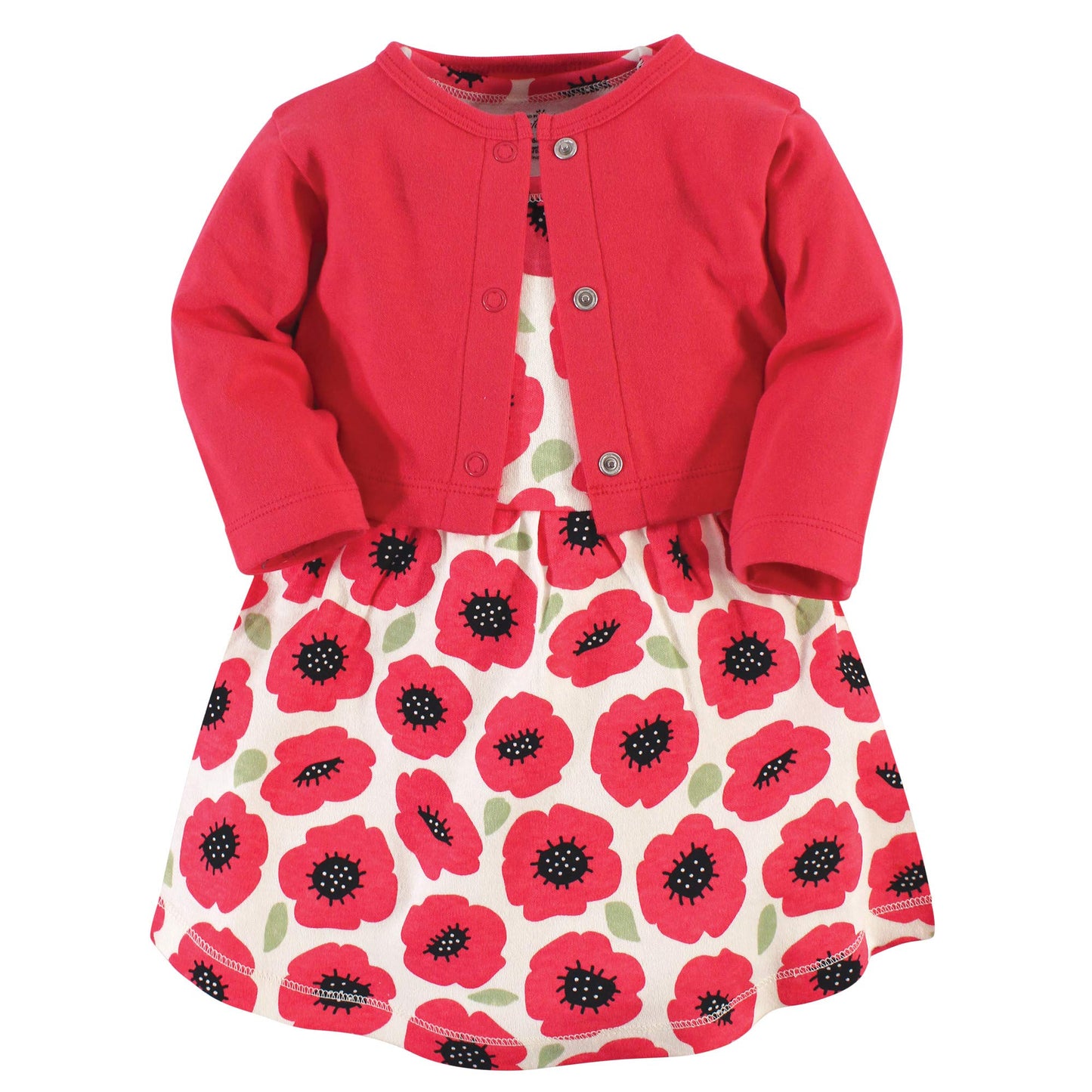 Touched By Nature Baby Girls' Organic Cotton Dress And Cardigan, Poppy, 6-9 Months