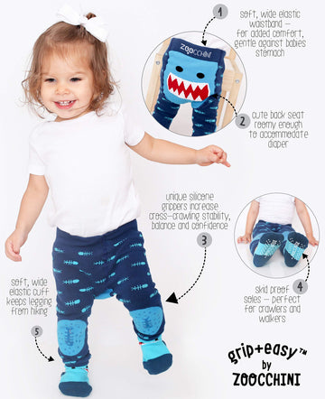 Zoocchini Grip+Easy Comfort Crawler Legging & Socks Set (6-12 Months, Beatrice The Bunny)
