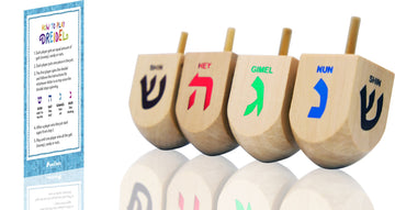 Hanukkah Dreidel 24 Extra Large Wooden Dreidels Hand Painted - Includes Game Instruction Cards! (24-Pack Xl Dreidels)
