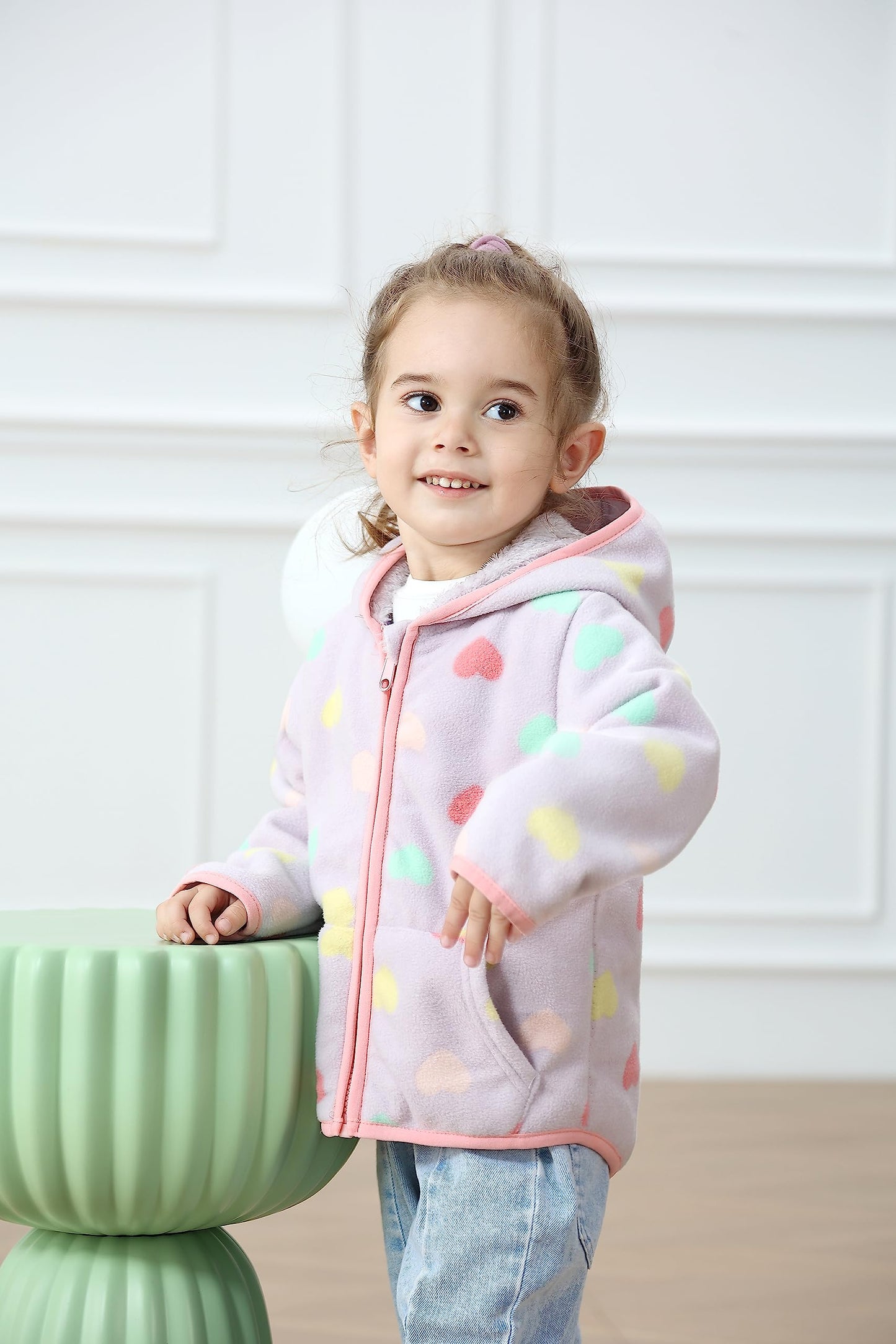 Feidoog Toddler Polar Fleece Jacket Hooded Baby Boys Girls Autumn Winter Long Sleeve Thick Warm Outerwear,Purple,1-2T