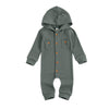 Ynibbim Winter Newborn Baby Boy Girl Solid Romper Unisex Infants Hooded Outfit Clothes Waffle Cotton Button Jumpsuits (Grey, 0-3