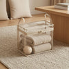 ZELPHORA Soft Toy Storage Container SeeThrough Stuffed Animal Storage Box Carry Handles Clear Toy Bin Black L