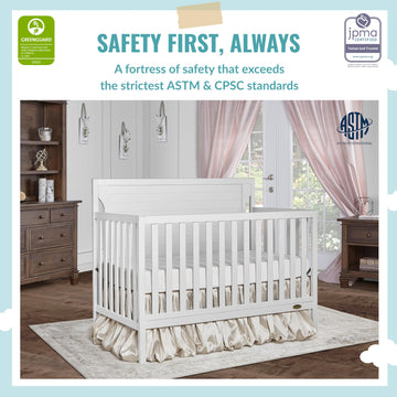 Dream On Me Cape Cod 5-In-1 Convertible Crib In White, Greenguard Gold Certified, 55X30X44.5 Inch (Pack Of 1)