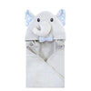Hudson Baby Unisex Baby Cotton Animal Face Hooded Towel, White Dots Gray Elephant, One Size