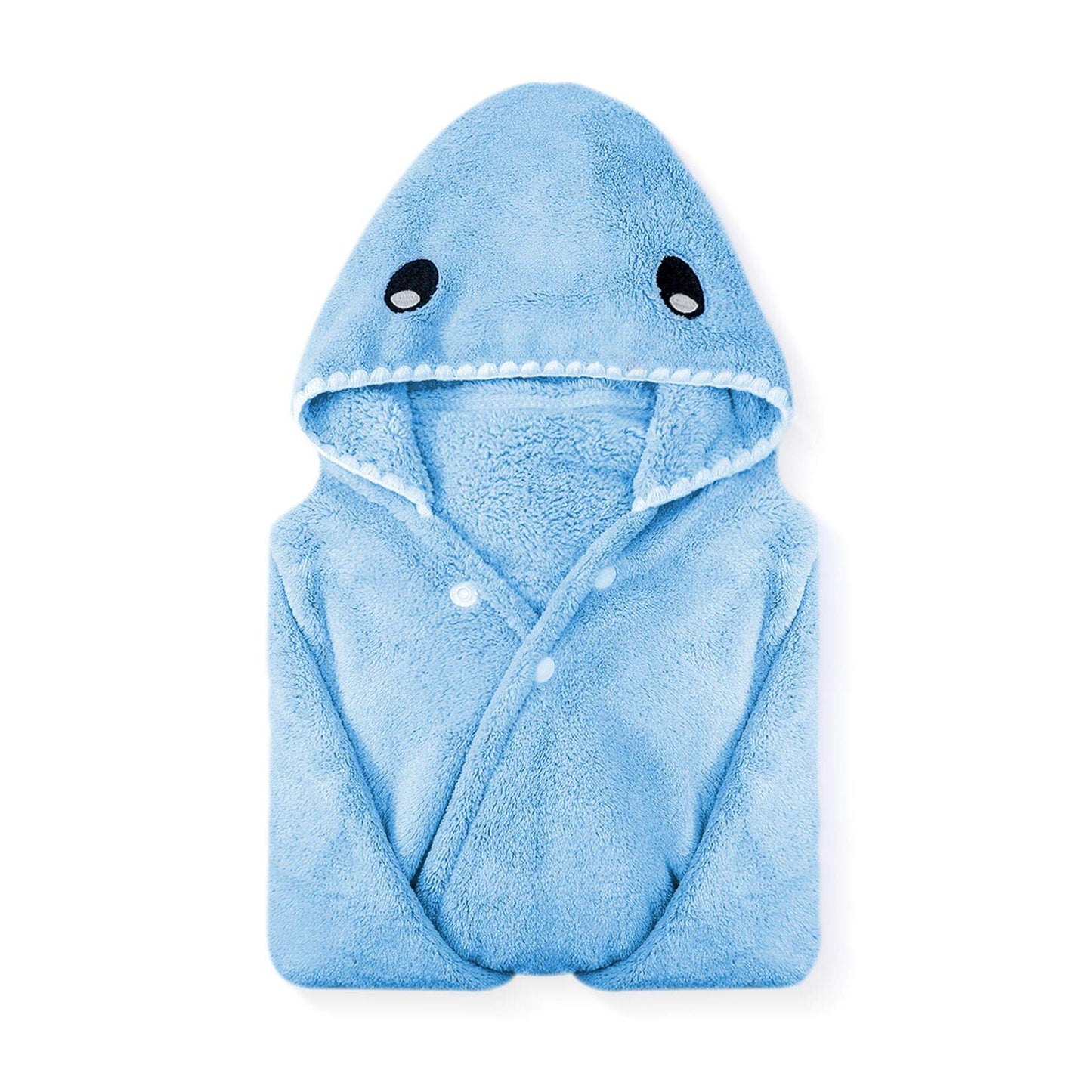 Romasa Toddler Hooded Bath Towel Ultra Soft Towel Highly Absorbent Bathrobe Blanket For Boys Girls- 27.5' X 55'(Blue Shark-Sha