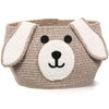 Zopeal Dog Woven Basket Cute Woven Cotton Rope Puppy Animal Storage Basket for Laundry Toy Gift(Brown, White,13 x 8 Inch)