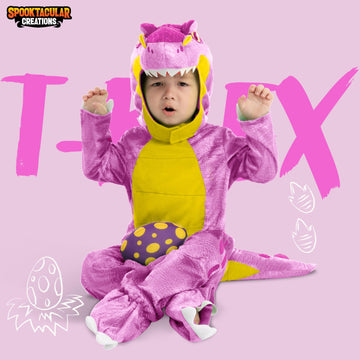 Spooktacular Creations Purple T-Rex Costume, Dinosaur Jumpsuit Jumpsuit For Toddler And Child Halloween Dress Up Party-Toddler (