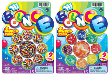2CHILL Hi Bounce Super Bouncy Balls (2 Pack, 9 Balls Each) Colorful Bouncing Rubber Balls for Kids. Cool Party Favors for Kids.