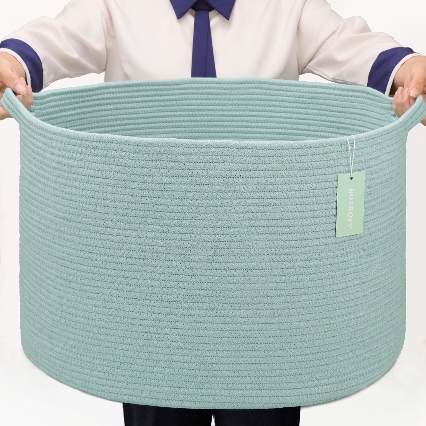 BOSROTY Extra Large Blanket Basket 87L, Laundry Hamper, Baby Nursery Hamper for Storage Toys Clothes Towels, Large Cotton Rope L