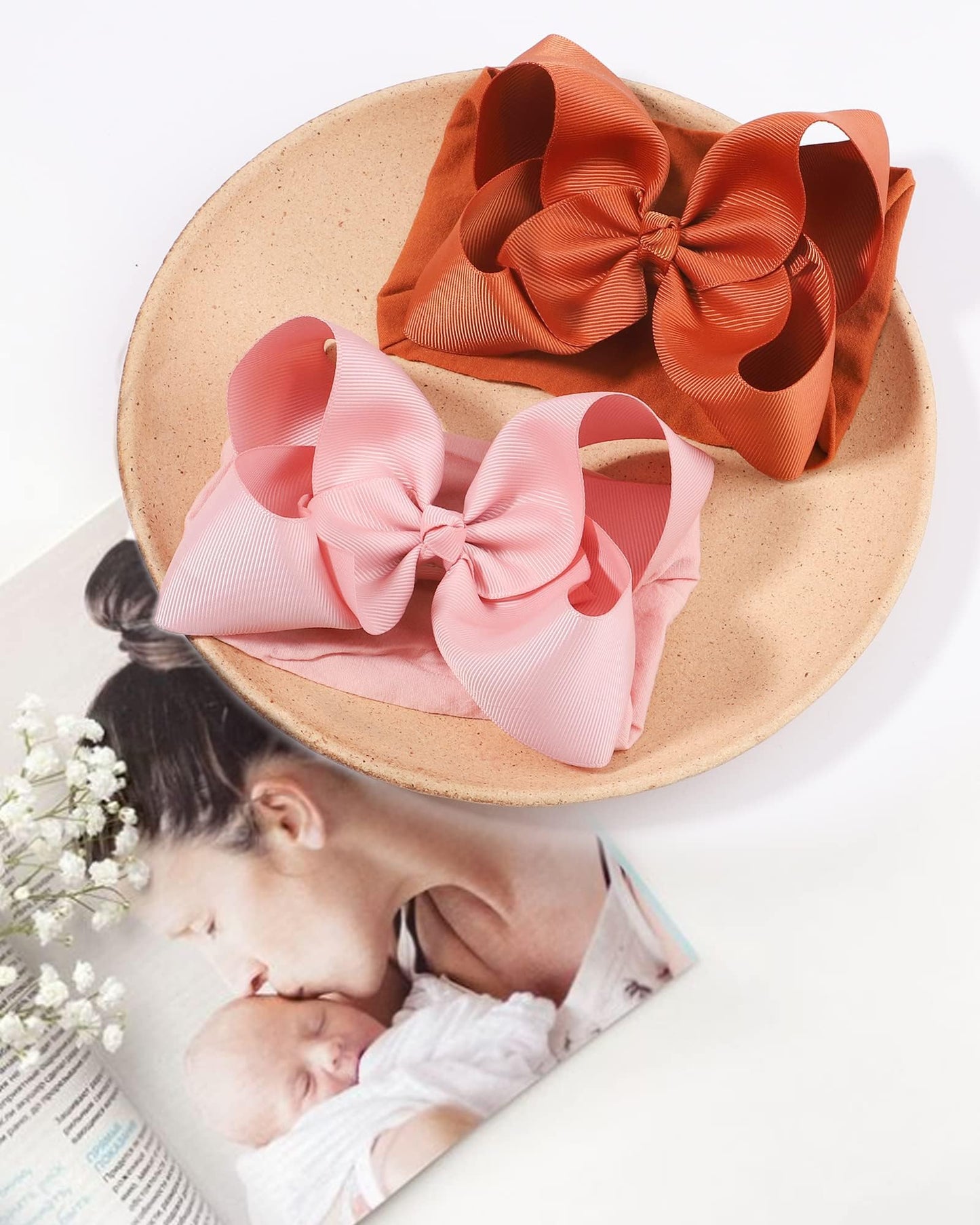 Doboi Baby Girl Headbands Set - 20Pcs Hair Bows And Nylon Headbands, Big Bows For Infant, Newborn, And Toddler Girls