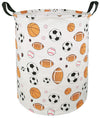 KUNRO Large Sized Round Storage Basket Waterproof Coating Organizer Bin Laundry Hamper for Nursery Clothes Toys (Balls)