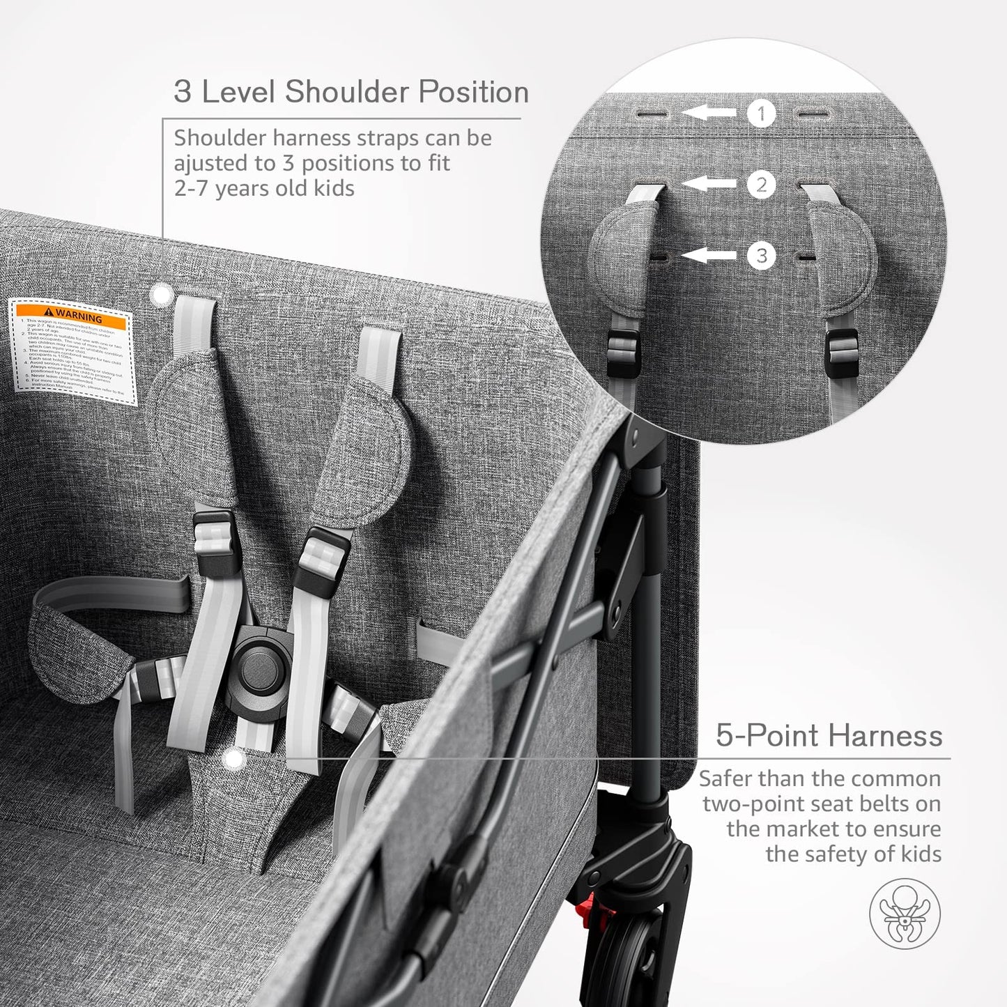 Ever Advanced Foldable Into Bag Travel Wagon Stroller For 2 Kids & Cargo, Collapsible Toddler Wagon With Removable Canopy, Adjus