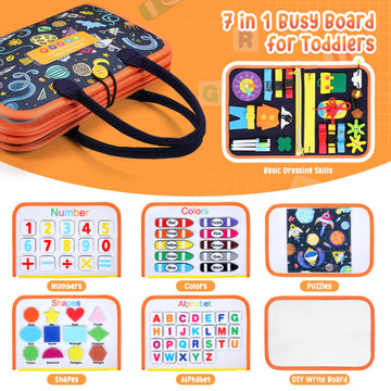 Toddler Busy Board, Montessori Busy Board for Toddlers 3+ Years Old, Sensory Activity Board for Fine Motor Skills, Sensory Board