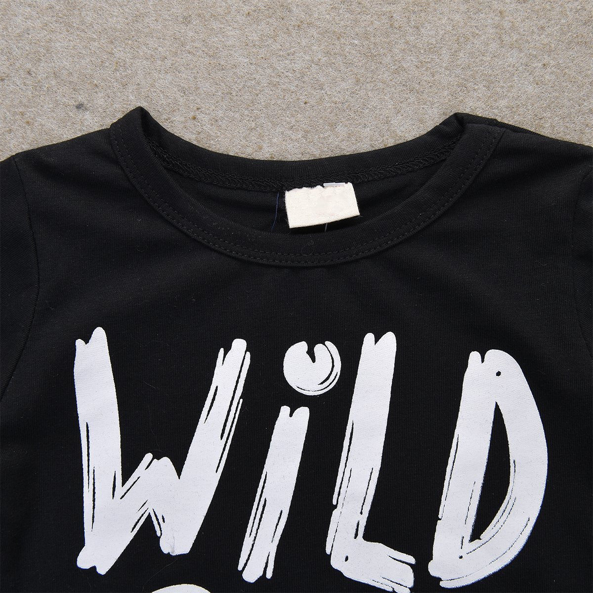 Newborn Baby Boys Clothes Wild Boy Letter Print T-Shirt Tops And Pants Outfits Set Autumn Winter(01 Black,12-18 Months)