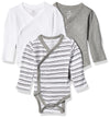 Honestbaby Unisex Baby 3-Pack Organic Cotton Long Sleeve Side-Snap Kimono Bodysuits And Toddler T Shirt Set, Sketchy Stripe, Pre