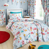 Happy Linen Company Girls Boys Kids Road Trip Transport Cars Blue Toddler Cot Bed Reversible Soft Easy Care Bed Linen Duvet Cove
