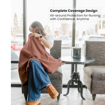 Konssy 2-Pack Muslin Nursing Cover Up For Breastfeeding Moms With Rigid Hoop, 100% Cotton, Lightweight & Breathable Breastfeedin