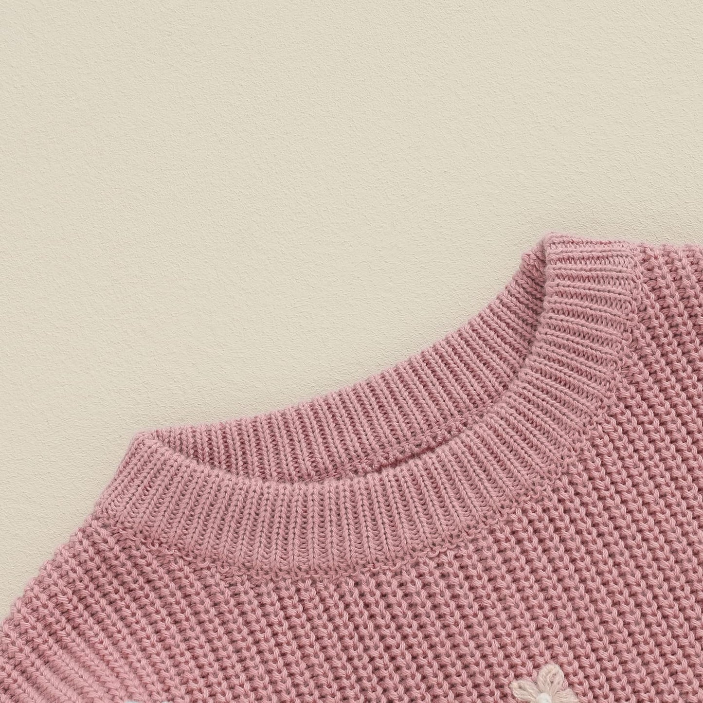 Amnnchya Toddler Infant Baby Girl Knit Sweater Big Sister Little Sister Matching Outfits Long Sleeve Pullover Sweatshirt (Rose R