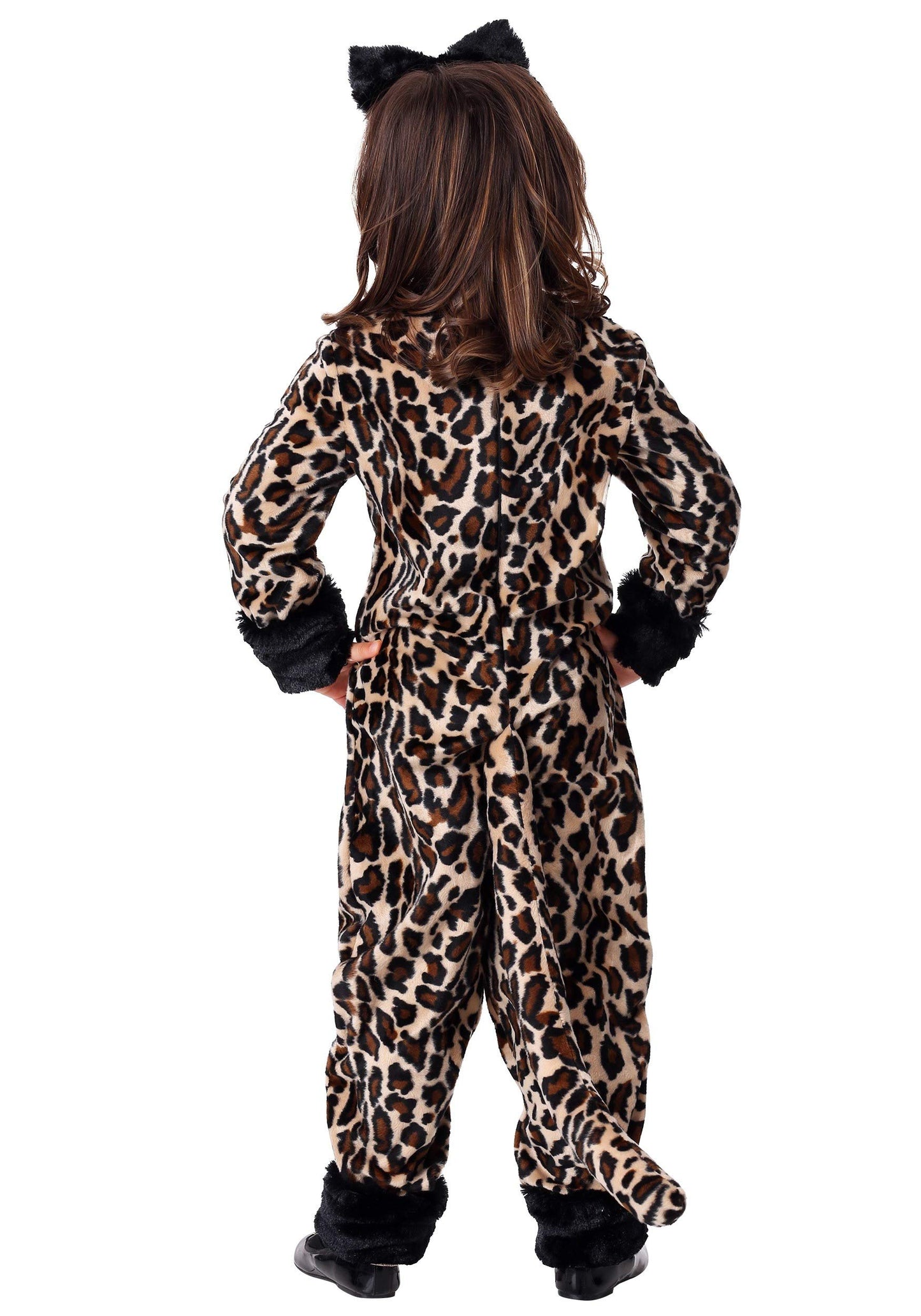 Girl'S Leopard Costume With Headband - Kid'S Jungle Cat Animal Jumpsuit - Child Animal Halloween Costume Xl