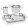 Kiddobloom Montessori Children Stainless Steel Dinnerware Set, Education (1 Bowl, 1 Cup, 1 Divided Plate).High Grade Stainless #