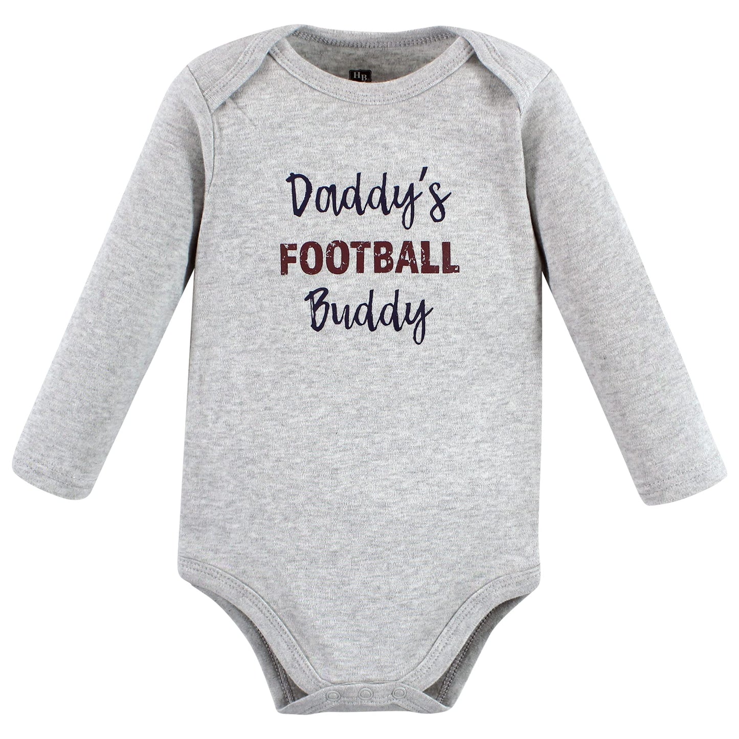 Hudson Baby Unisex Baby Cotton Long-Sleeve Bodysuits, Football Buddy, 9-12 Months