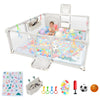 Playpen for Babies and Toddlers,73x71Baby Playpen with Mat Indoor&Outdoor with Breathable Play Pen with Ocean Balls Hanging Pock