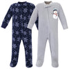 Hudson Baby Unisex Baby Fleece Sleep And Play, Navy Snowman, 3-6 Months
