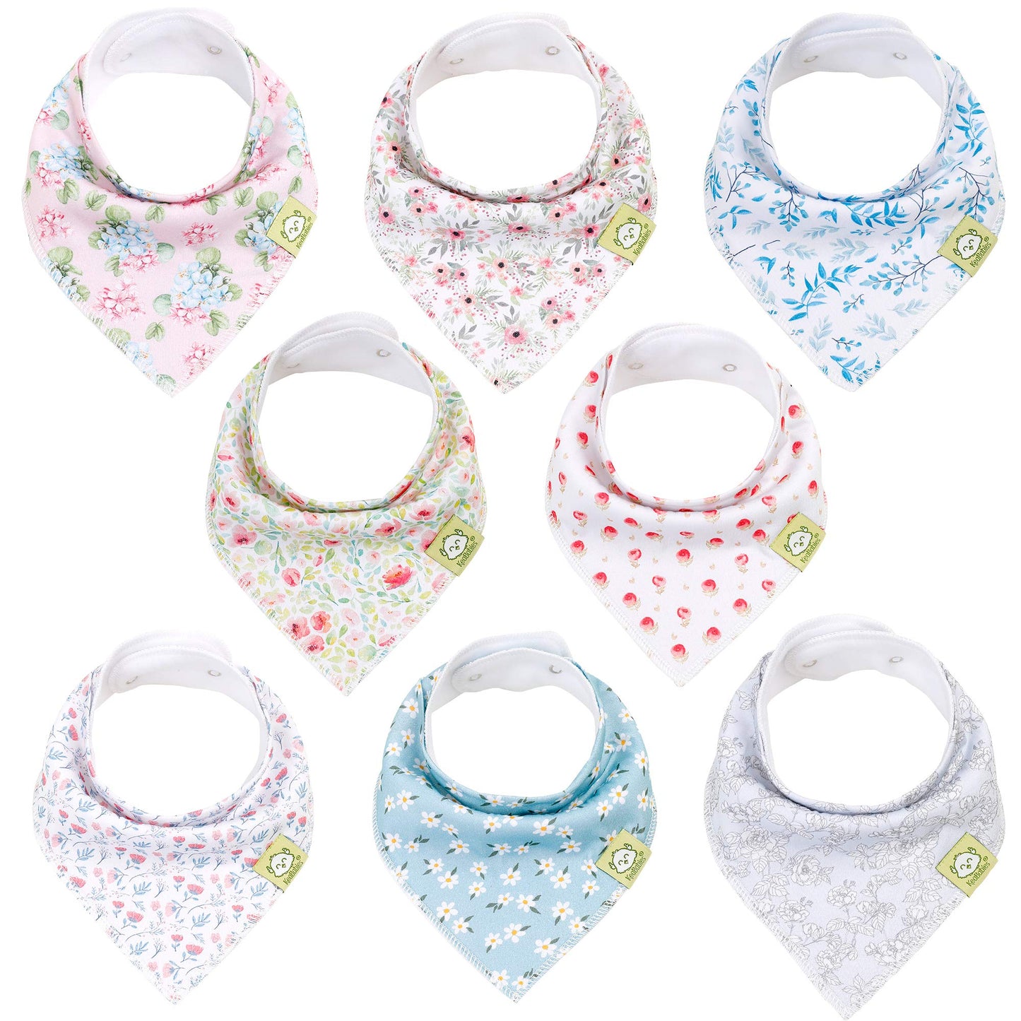 8-Pack Organic Baby Bandana Drool Bibs For Girls - Super Absorbent Baby Bibs For Baby Girls, Baby Boys, Soft Cotton Bandana Bibs
