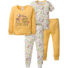 Gerberbaby Girlstoddler Snug Fit 4-Piece Pajama Setyellow Deer12 Months