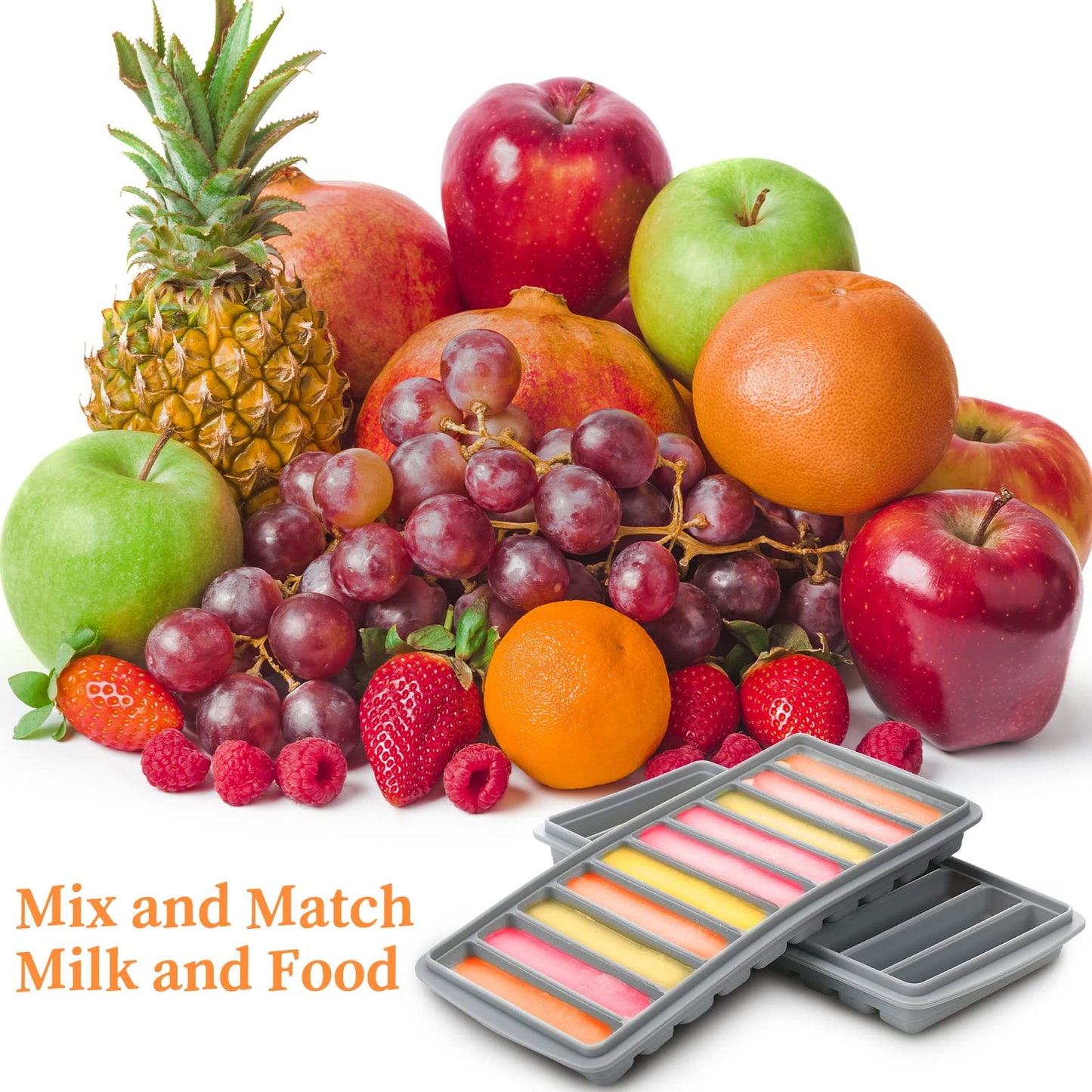 2 Pieces Breastmilk Storage Container Baby Food Milk Silicone Freezer Trays With Lid Breastmilk Freezer Tray Organizer Ice Trays