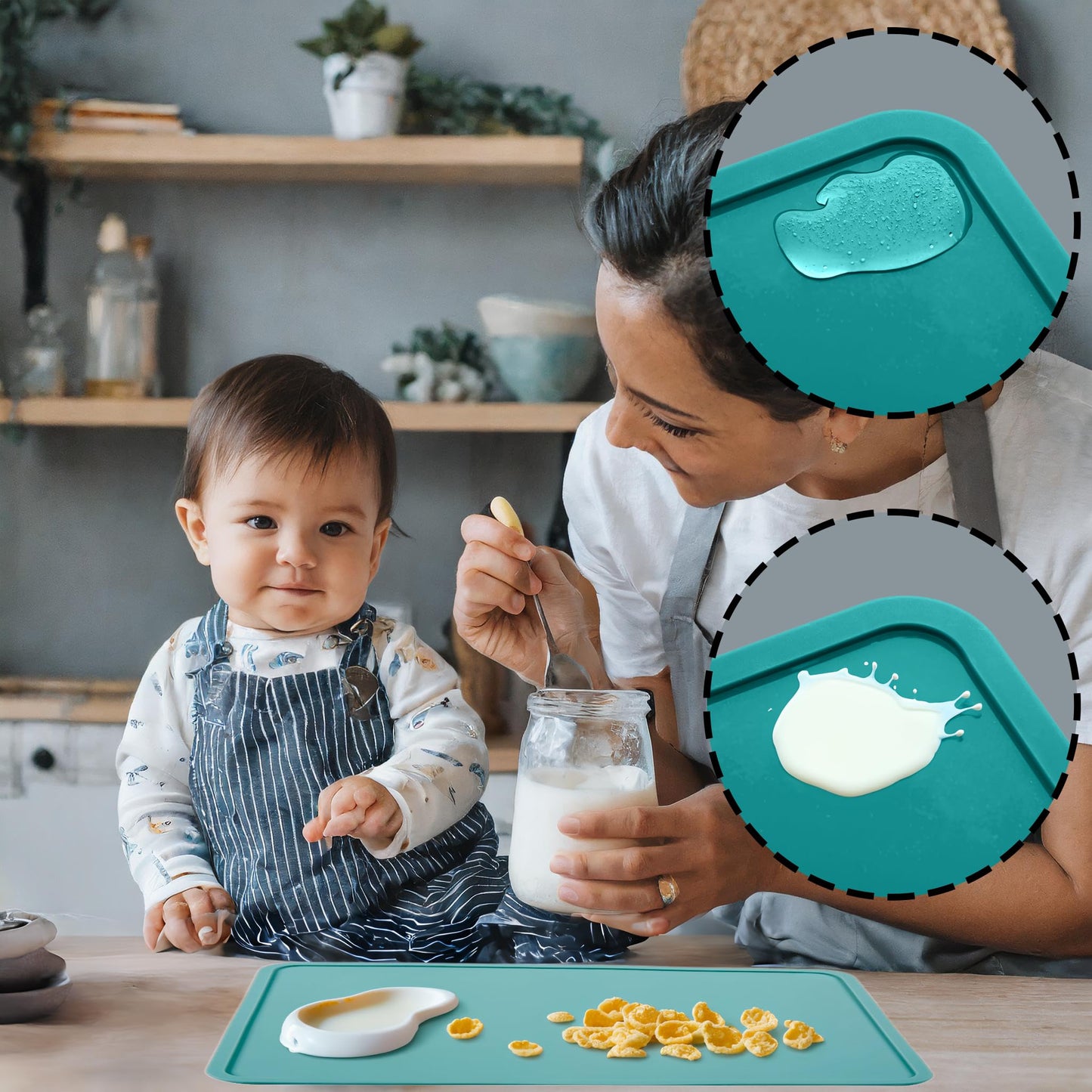 Samzareulo Silicone Toddler Placemat, Baby Placemats For Kids, Reusable Childrens Dining Food Mat