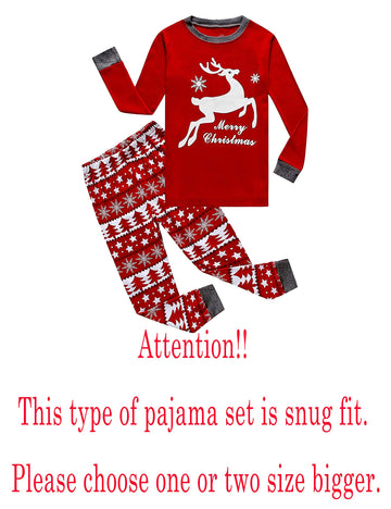 Family Feeling Baby Girls Boys Long Sleeve Christmas Pajamas Sets 100% Cotton Pyjamas Toddler Infant Kids 12-18 Months Reindeer